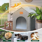 Outdoor Cat House Feral Cat Shelter,Outside Waterproof Cat House for Outdoor/Indoor Cats, Insulated Cat Bed for All Seasons with Cozy Cushion Easy to Assemble (Grey, Floor Spike Style)
