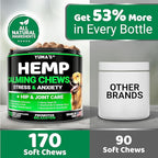 Hemp Calming Chews for Dogs - Advanced Dog Calming Chews - 170 Treats - Anxiety Relief Treats - Hemp Oil - Separation Aid, Stress, Hip and Joint Supplement for Canine Health Support - Beef Flavor