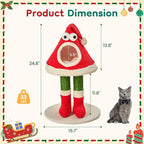 Christmas Cat Tree Tower for Indoor Cats Cute Santa Hat Design with Scratching Posts & Cozy Cat Bed, Small to Large Cat Tower, Red