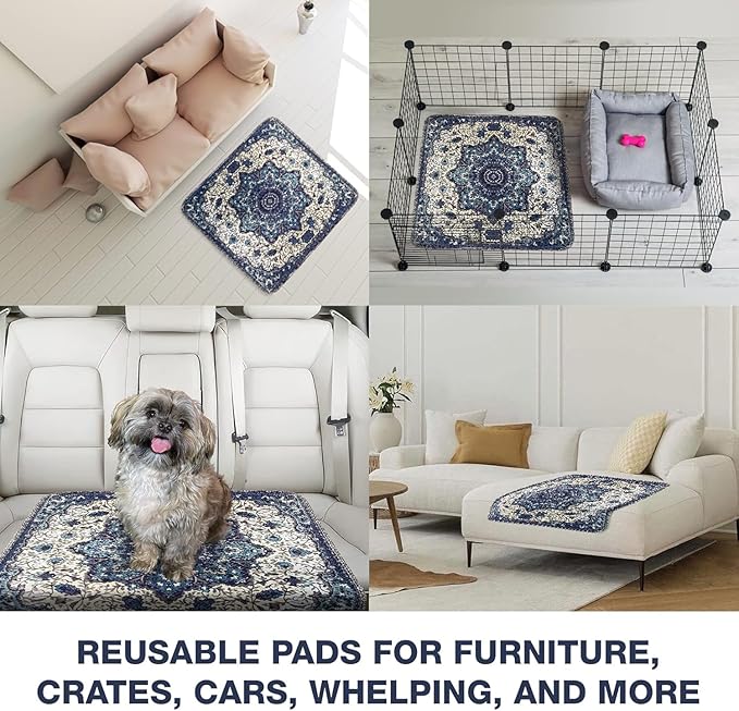 PUPIBOO Washable Pee Pads for Dogs and Cats - Super Absorbent Reusable Puppy Training Pads - 100% Waterproof, Leak-Proof & Non-Slip Whelping Pads for Pet Housebreaking