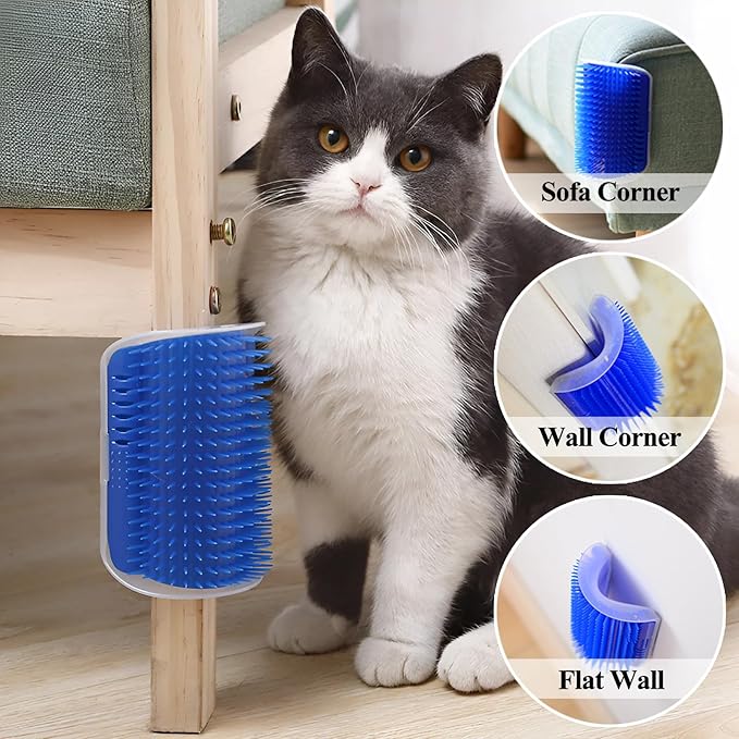 Kingtree Cat Corner Scratcher Self Groomer with Catnip, 2 Pack Softer Cat Face Scratchers Wall Corner Grooming Massage Combs for Long & Short Fur Cats