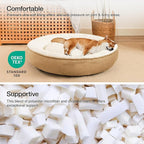 Love's cabin Round Donut Cat and Dog Cushion Bed, 36in Pet Bed for Cats or Small Dogs, Anti-Slip Water-Resistant Bottom, Super Soft Durable Fabric Pet beds, Washable Cat Dog Bed Stripe Camel