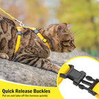 PUPTECK Adjustable Cat Harness and Leash Set Escape Proof Kitten Strap Collar for Walking Travel, Yellow