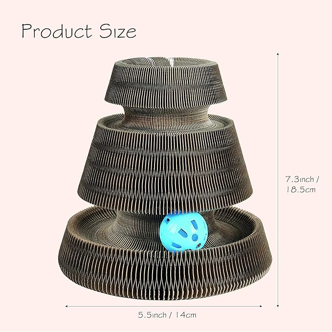 Magic Organ Multiform Scratching Board with Catnip, Foldable Magnetic Assembly Cat Scratch Pad for Outdoor Entertainment, Portable Accordion Cat Scratcher Cardboard with Bell Ball Toy for Indoor Cats