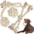 Dog Rope Toy 4 Pack - Dog Rope Toys for Large Dogs - Indestructible Natural Cotton Chew Toys for Aggressive Chewers - Tough Tug of War Dog Toys for Boredom, Teeth Clean