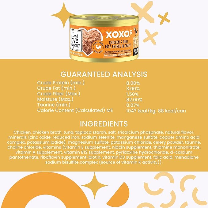 I AND LOVE AND YOU XOXOs Wet Cat Food - Chicken + Beef Pâté Variety Pack - Grain Free, Filler Free, 3oz Pack of 12 Cans