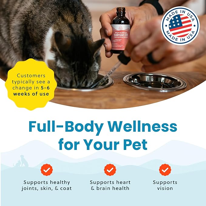 Paramount Pet Health Wild Alaskan Salmon Oil for Cats & Small Dogs, Supports Skin, Coat, Joint & Overall Well-Being, Pure & Premium Alaskan Salmon Oil for Dogs & Cats with No Fillers, 2 oz