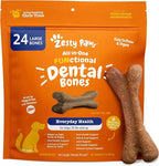 Zesty Paws Dental Bones - Fights Tartar & Plaque - Gum, Teeth & Bone Health - Cinnamon for Dog Breath - Immune, Joint, Gut, Skin & Coat Support - Omega 3 EPA & DHA and Calcium - Large Dogs - 24 ct