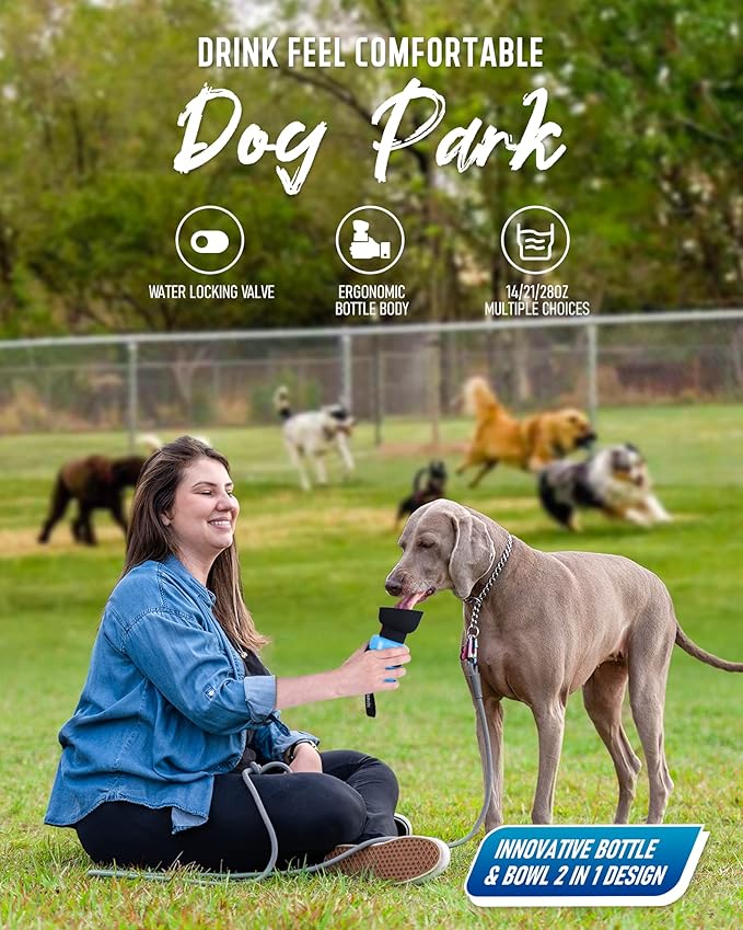 Lesotc Dog Water Bottle, Portable Water Dispenser with Bowl, Leak Proof Pet Travel Squeeze Bottle, Puppy Essentials Dog Stuff Accessories for Outdoor Walking, Hiking, Camping