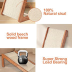 Large-28.5" Sisal Cat Scratcher of L-Shaped Solid Wood Cat Scratching Post - Beechwood Base, Natural Sisal Woven Scratching Pad, Durable, Furniture Protector for Cats' Clawing and Play