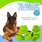 Yeti Dog Chew Puff and Play Interactive Dog Toys, Nuggets Dog Treat Dispenser Teething, Behavior Training for Light to Moderate Chewers, (Green - Yeti)