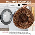 Dog Calming Beds for Small Medium Large Dogs - Round Donut Washable Puppy Dog Bed, Anti-Slip Faux Fur Fluffy Donut Cuddle Anxiety Cat Pet Bed (36" Leopard Print)