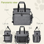 Dog Travel Bag,Weekend Pet Travel Bag Set for Dog and Cat,Airline Approved Tote Multi-Function Dog Bags for Traveling,Include 2 Collapsible Bowls,2 Food Storage Containers,1 Feeding Mat,Gray
