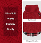 KYEESE Dog Sweater Soft Pullover Dog Sweaters for Small Dogs Girl Warm Turtleneck Small Dogs Sweater with Gingham Patchwork Stretchy Knitwear Cat Clothes Comfy Pet Coat for Fall Winter Cold Weather