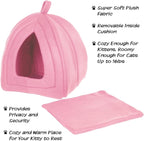 Cat House - Indoor Bed with Removable Foam Cushion - Pet Tent for Puppies, Rabbits, Guinea Pigs, Hedgehogs, and Other Small Animals by PETMAKER (Pink)