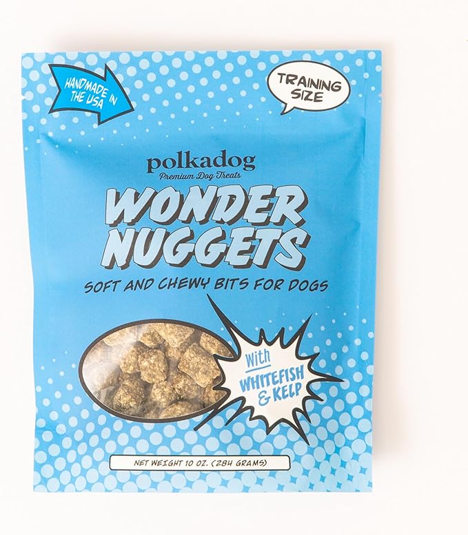 Polkadog Wonder Nuggets – Soft & Chewy Dog Treats with Wild-Caught Whitefish & Kelp – Healthy, Limited Ingredient Training Treats for All Dog Breeds and Ages – Natural, Made in USA – 10 oz