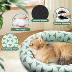 Cat Bed, 20In Dog Beds for Small Dogs, Calming Cat & Dog Beds for Indoor Pets, Pet Beds Comfortable Donut Round Ultra Soft (Green Pattern, 20.0" L x 20.0" W x 6.5" Th)