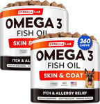 STRELLALAB Omega 3 for Dogs - (360Ct) Fish Oil Treats - Allergy & Itch Relief Skin & Coat Supplement - Dry Itchy Skin, Anti Shedding & Hot Spots Treatment - Pet Salmon Oil Chews - Chicken Flavor