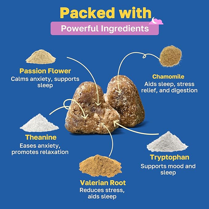 Happy Paws Calming Chews for Dogs, Soft Chews with Chamomile, Passion Flower, Valerian Root, Tryptophan & Theanine, Supports Relaxation, Balanced Behavior & Sleep, Vegan Peanut Butter Flavor 200 Count