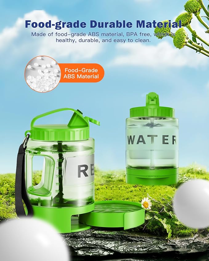 Dog Water Bottle Portable Bowls - 77oz Large Travel Water Bowl Dispenser for Dogs, Pet Camping Beach Essentials Traveling Car Park Accessories, Leak Proof Pet Drinking Dispenser On The Go, Green