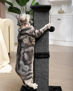 Cat Scratching Post, 33Inch Tall Cat Scratch Post for Indoor Cats Adults and Kitten, Sisal Cat Scratcher with Hanging Balls (Black)