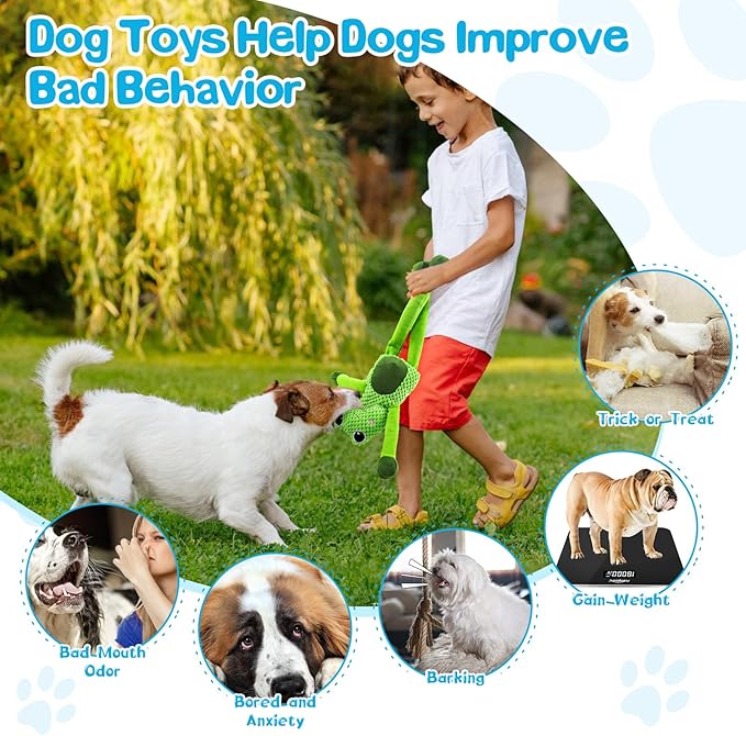 Large Squeaky Dog Toys : Plush Stuffed Dog Chew Toy with Soft Fabric-Interactive Puppy Toys to Keep Them Busy