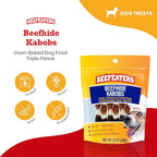 Beefeaters Beefhide Kabobs – Dog Treat. Triple Flavor with Real Chicken, Liver & Sweet Potato, Long-Lasting Chew, Supports Dental Health, Ideal for Training