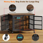 EasyCom 42"/41"/33" Dog Crate Furniture with Name Tag, XL Heavy Duty Dog Kennel Indoor for Large and Medium Dogs, Double-Doors Sturdy Dog Cage for Anxiety Dog, Decorate House as TV Stand