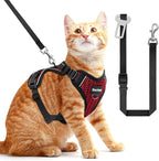 Cat Harness and Leash for Walking Escape Proof Soft Adjustable Cat Leash Breathable Honeycomb Structure Comfortable Vest Easy to Wear Kitten Harness for Outdoor Travel, Honeycomb Red, S