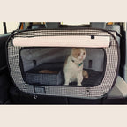 Necoichi Stress-Free Enclosure Cat Travel Carrier Cage 31.8" L x 20.0" W x 20.0" H Collapsible Gray White Stripes | Pop up Kannel, Crates