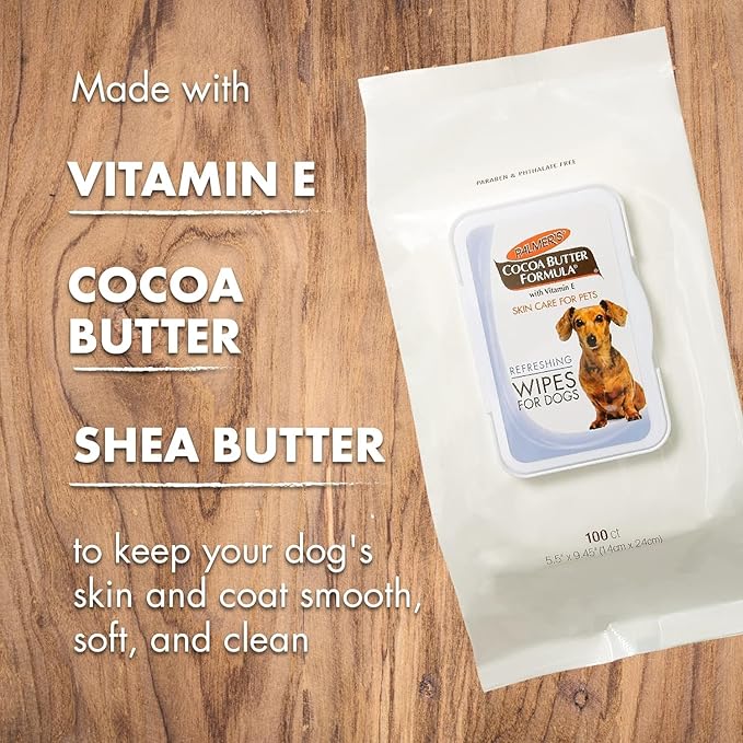 Palmer's for Pets Gentle Refreshing Wipes for Puppies - Coconut Oil Puppy Wipe - Pet Grooming Towelettes for Dogs, 100 Count - 3 Pack