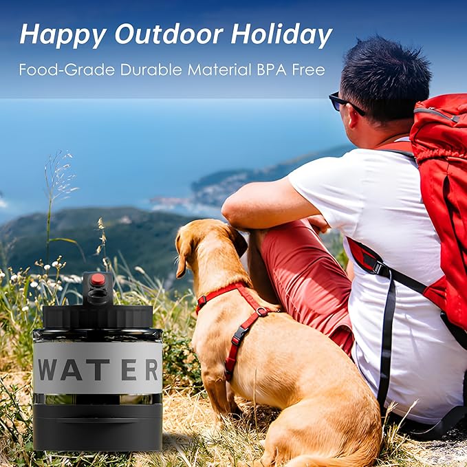 Portable Dog Water Bottle, 54oz Large Travel Water Bowl Dispenser for Dogs Camping Beach Walking Essentials, Big Portable Travel Water Bowl and Beach Accessories for Dogs，, Bpa Free, Safe and Durable