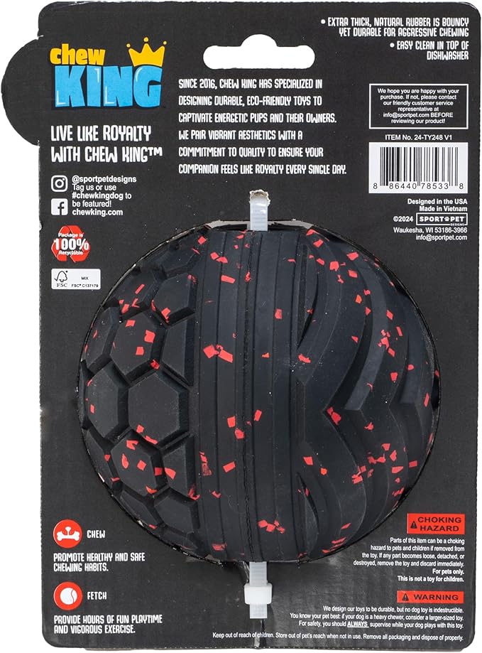 Chew King Supreme Dog Toy Collection, Large 4" Supreme Fetch Ball