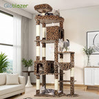 Globlazer Giant Cat Tree, 83 inch Cat Tree for Indoor Cats Large Adult, XXL Cat Tower with 9 Scratching Posts for 20lb+ Heavy Duty Large Adult Cats, F83, Leopard Print