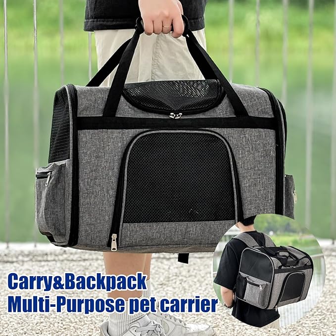 pet Bag Multi Purpose pet Bag Collapsible Portable for Dog cat go Out Traveling Carrier Backpack for Secret Adventures Cat and Dog (Black, L:20.1"X12.6"X16.1")