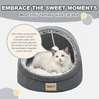 Jiupety Cute Cat Beds for Indoor Cats, Cat Cave Bed and Kitten Bed, Large Cat Cave and Covered Cat Bed with Anti-Slip Bottom, Washable Removable Cushion, M(16"x16"x13"), Dark Gray.