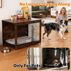 Dog Crate Furniture, Wooden Dog Crate 43in, Decorative Cage with End Table for Dog Indoor Kennel, High Anxiety Dog, Escape-Proof Locks for All Breeds