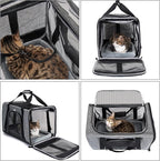 Pet Carrier for Medium Large Cats and Dogs, Dog Carrier Travel Bag with Adequate Ventilation, 5 Mesh Windows, 3 Entrance, Locking Safety Zippers, Padded Shoulder and Carrying Strap, Large