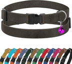 Breakaway Cat Collar Leather with Removable Bell - 13 Colors Available - Soft Adjustable Girl Boy Safety Lightweight Pet Kitten Collars Pink Brown Blue Green Red Orange Black (Graphite)