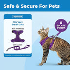 Voyager Escape-Proof Step-in Lock Cat Harness & 5ft Neoprene-Handle Leash Set All-Weather Mesh with Reflective Stitching for Small to Large Cats by Best Pet Supplies, Purple (327), XXS