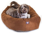 Majestic Pet 52 Inch Suede Shredded Memory Foam Mix Calming Extra Large Dog Bed Washable 52 x 35 x 11 (Inch) - Cozy Soft Round Donut Dog Bed with Spine for Head Support - Pet Bed Rust