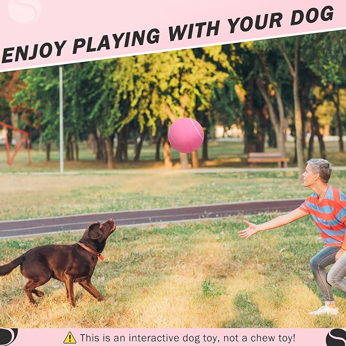 SCENEREAL Large Tennis Ball for Dogs, 9.5" Inflatable Dog Toy Balls for Large Medium Small Dogs Puppies, Funny Interactive Sports Ball for Indoor Outdoor Training Playing