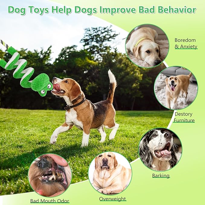 Interactive Squeaky Dog Toys with Pull Rope, Large Dog Tug of War Toy, Plush Puppy Chew Toys for Dental Health, Great for Small, Medium and Big Dogs