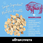 hotspot pets Freeze Dried Bison Liver Treats for Cats & Dogs - 1 Pound Big Bag,Made in USA, Single Ingredient All Natural, Grain-Free Bison Liver - Perfect for Training, Topper or Snack