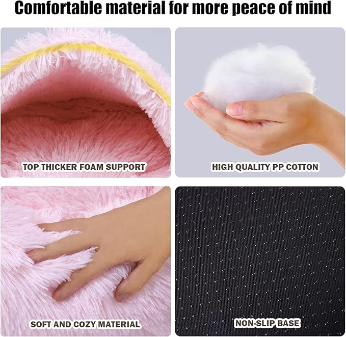 Calming Dog Beds & Cat Cave Bed with Hooded Cover,Washable Round Beds for Small Medium Pets,Anti-Slip Faux Fur Fluffy Coved Bed,Comfortable Warming Pet Bed(20 * 20inch,Light Pink)