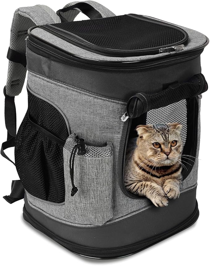Kritter Planet Pet Carrier Backpack for Cats Dogs, Breathable Pet Backpack with 4 Mesh Window, Portable Pet Carrier for Camping