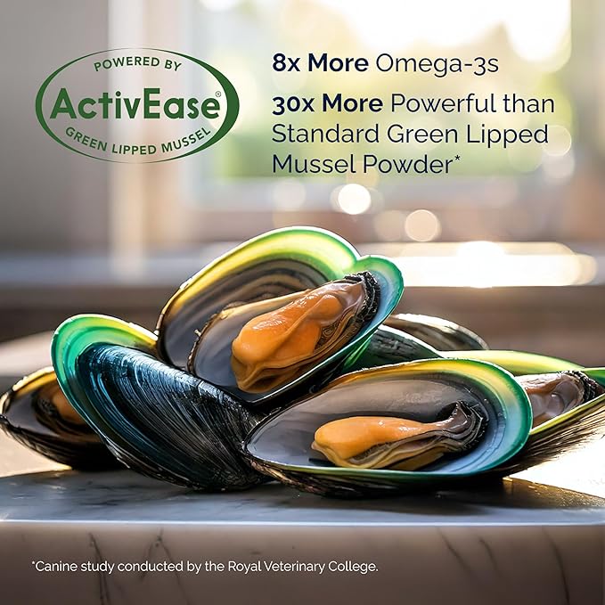 YuMOVE Hip & Joint Supplement for Senior Dogs with Max Strength Glucosamine Chondroitin, Omega 3, Hyaluronic Acid, Green Lipped Mussel, & Fish Oil for Dogs - 120 Chewable Tablets