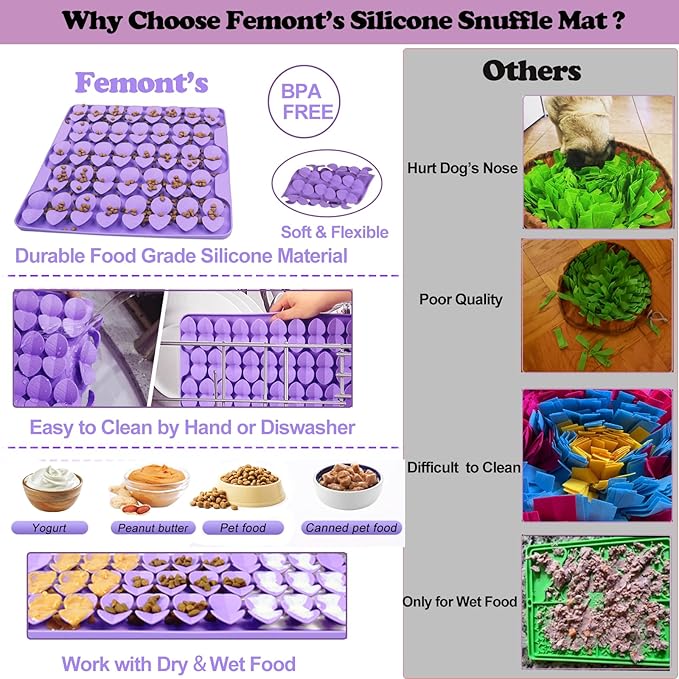 Snuffle Mat for Large Dogs,Silicone Slow Feeder Lick Mat for Slow Down Feeding,Encourages Natural Foraging Skill,Relieving Stress,Interactive Feed Game Toy for All Breed Dogs