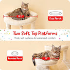 77-Inch Tall Cat Tree, Multi-Level Large Cat Tower with 4 Hammocks, 2 Padded Perches, Cat Condo, Sisal Scratching Posts and Hanging Toys for Adult Cats, Beige