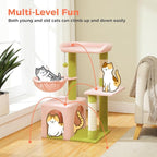 Pink Cat Tree for Indoor Cats with Metal Frame Carpet Hammock, 32" Cute Cat Tower with Cozy Condo, Top Perch, Scratching Posts, and Replaceable Ball Toy, Pet Furniture for Small Cats & Kittens